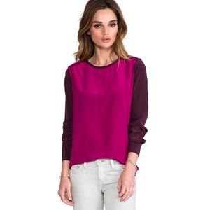 Diane Von Furstenberg Louisa Silk Long Sleeve Top